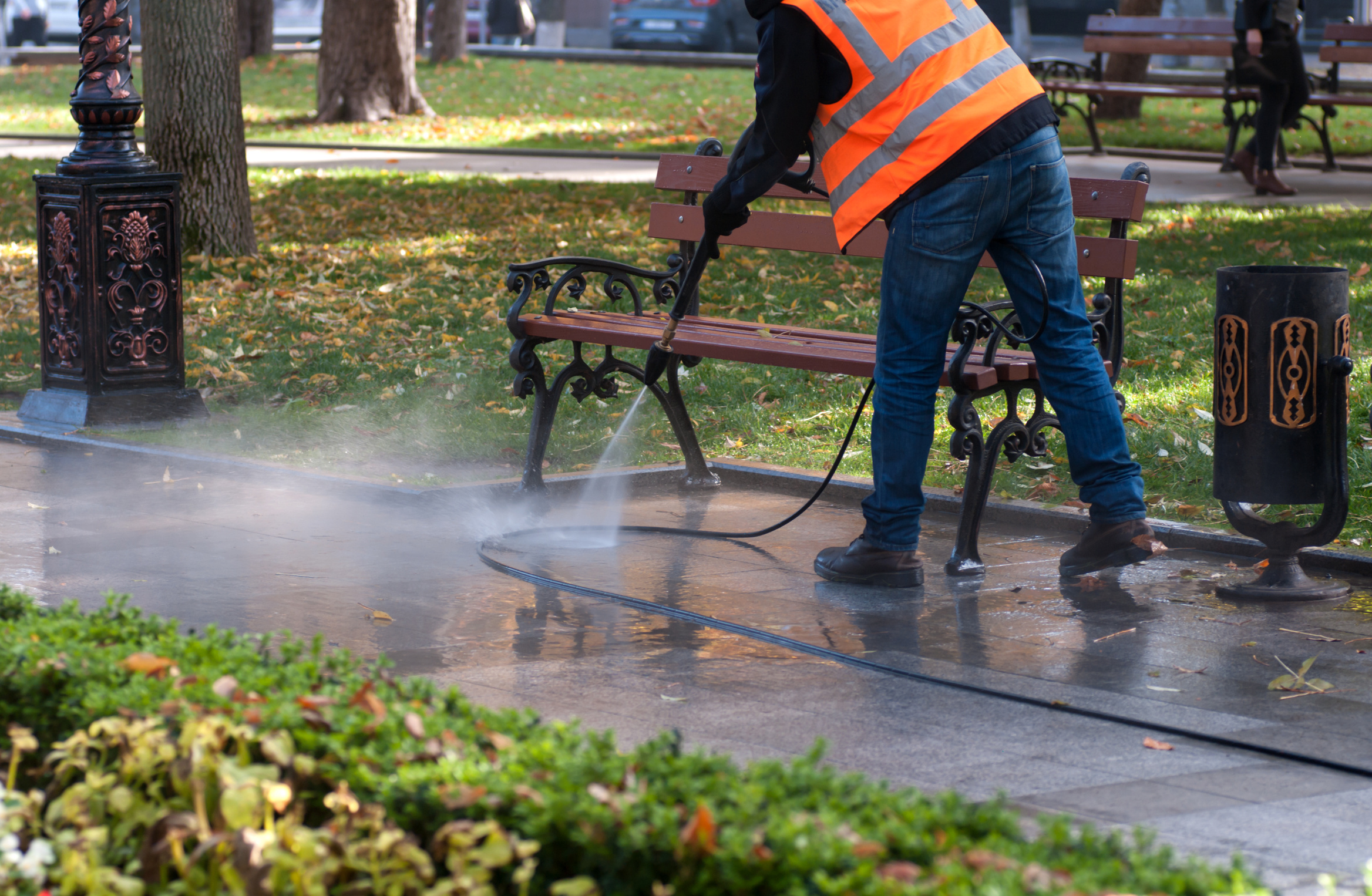 high pressure water park cleaning